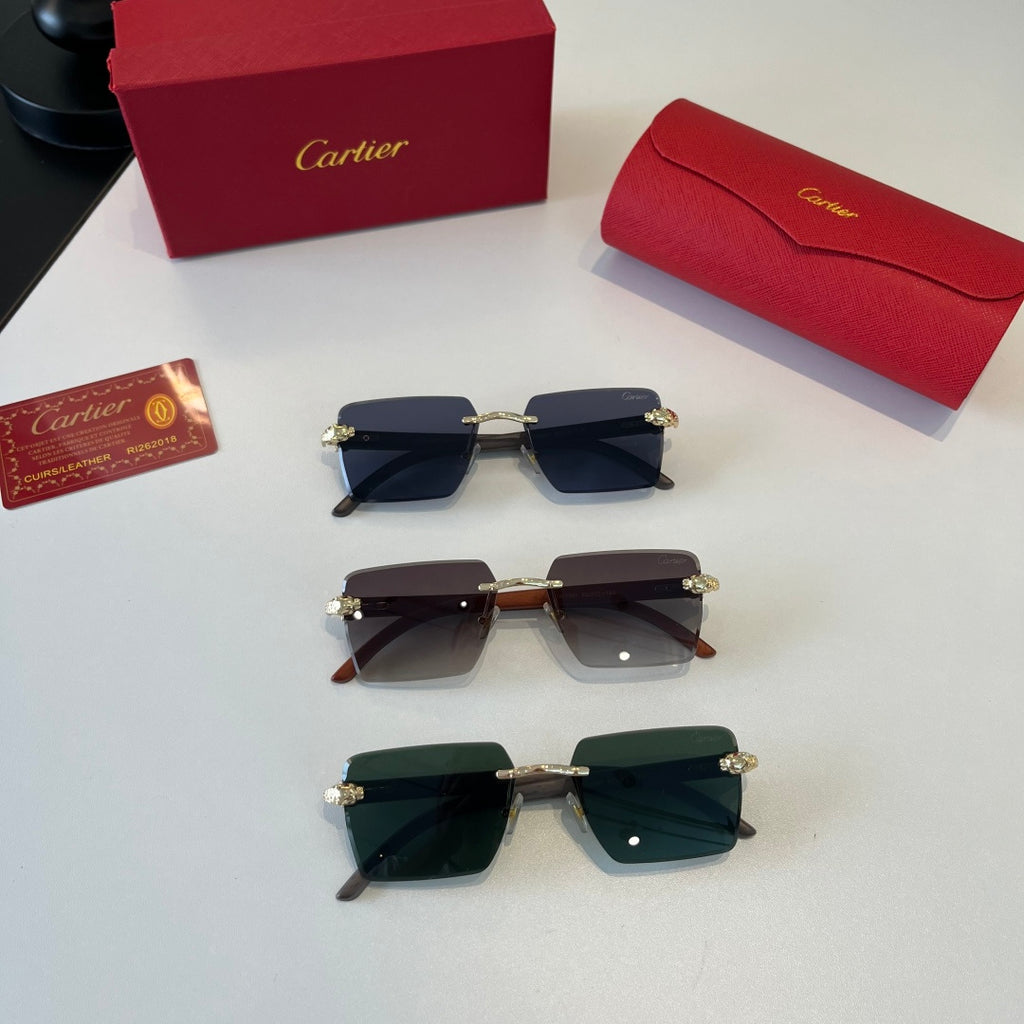 Cartier Lightweight Metal Rimless Blue Lens Sunglasses for Men & Wome - 132543 - detail image 11