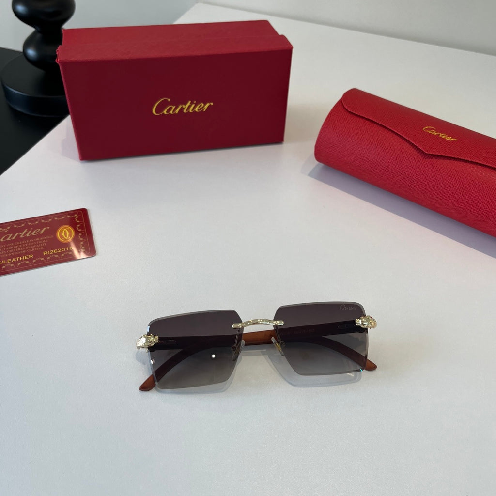 Cartier Lightweight Metal Rimless Silver Lens Sunglasses for Men & Wo - 132544 - detail image 5