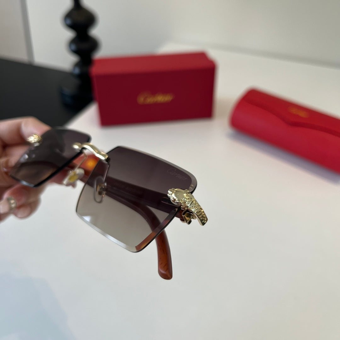 Cartier Lightweight Metal Rimless Silver Lens Sunglasses for Men & Wo - 372230 - detail image 6