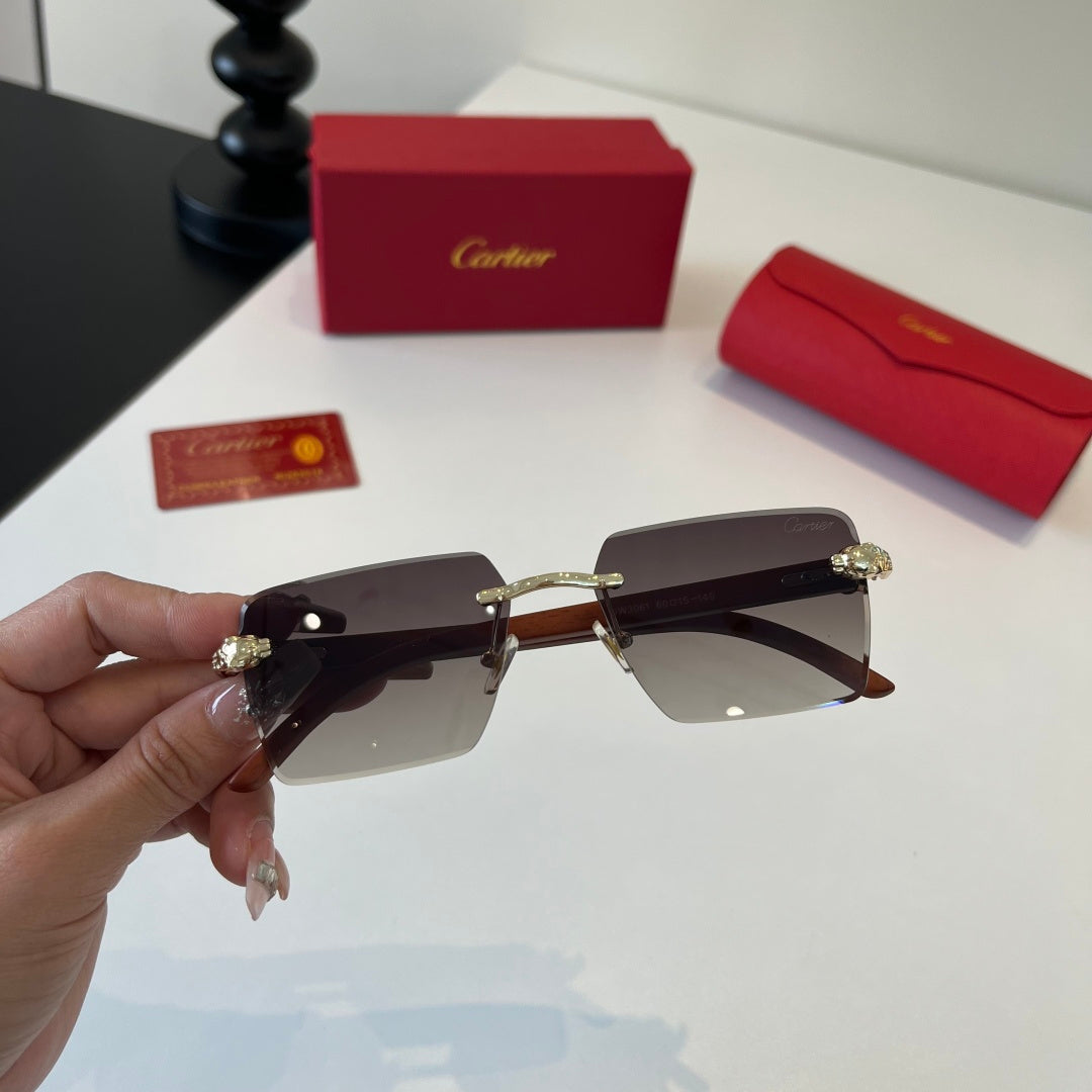 Cartier Lightweight Metal Rimless Silver Lens Sunglasses for Men & Wo - 372230 - detail image 4