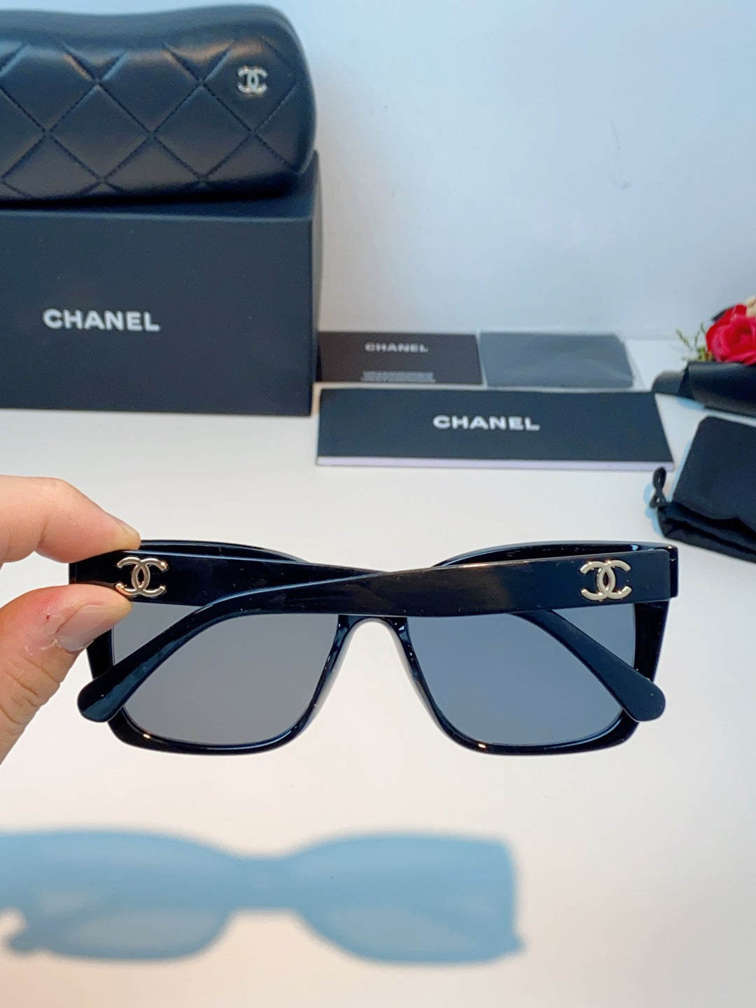 Chanel Polarized Square Gray Lens Sunglasses for Men & Women - detail image 5