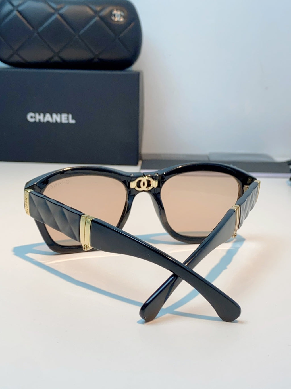 Chanel Folding Fashion Gold Lens Sunglasses for Men & Women - detail image 3