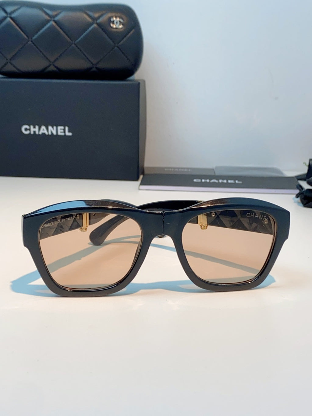 Chanel Folding Fashion Gold Lens Sunglasses for Men & Women - detail image 2