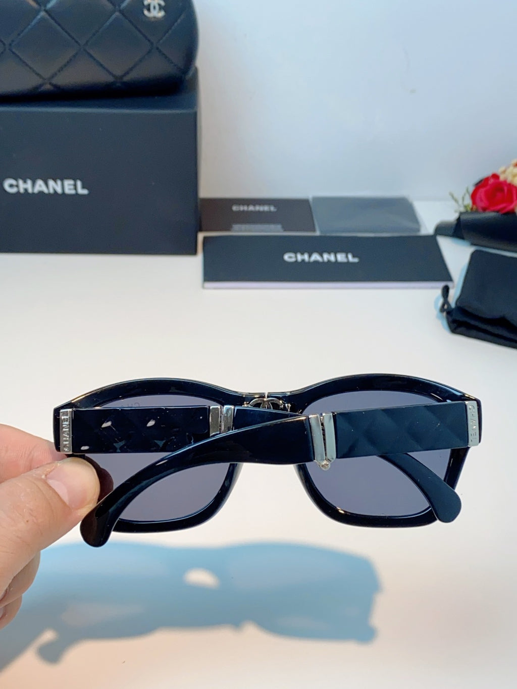 Chanel Folding Fashion Blue Lens Sunglasses for Men & Women - detail image 5