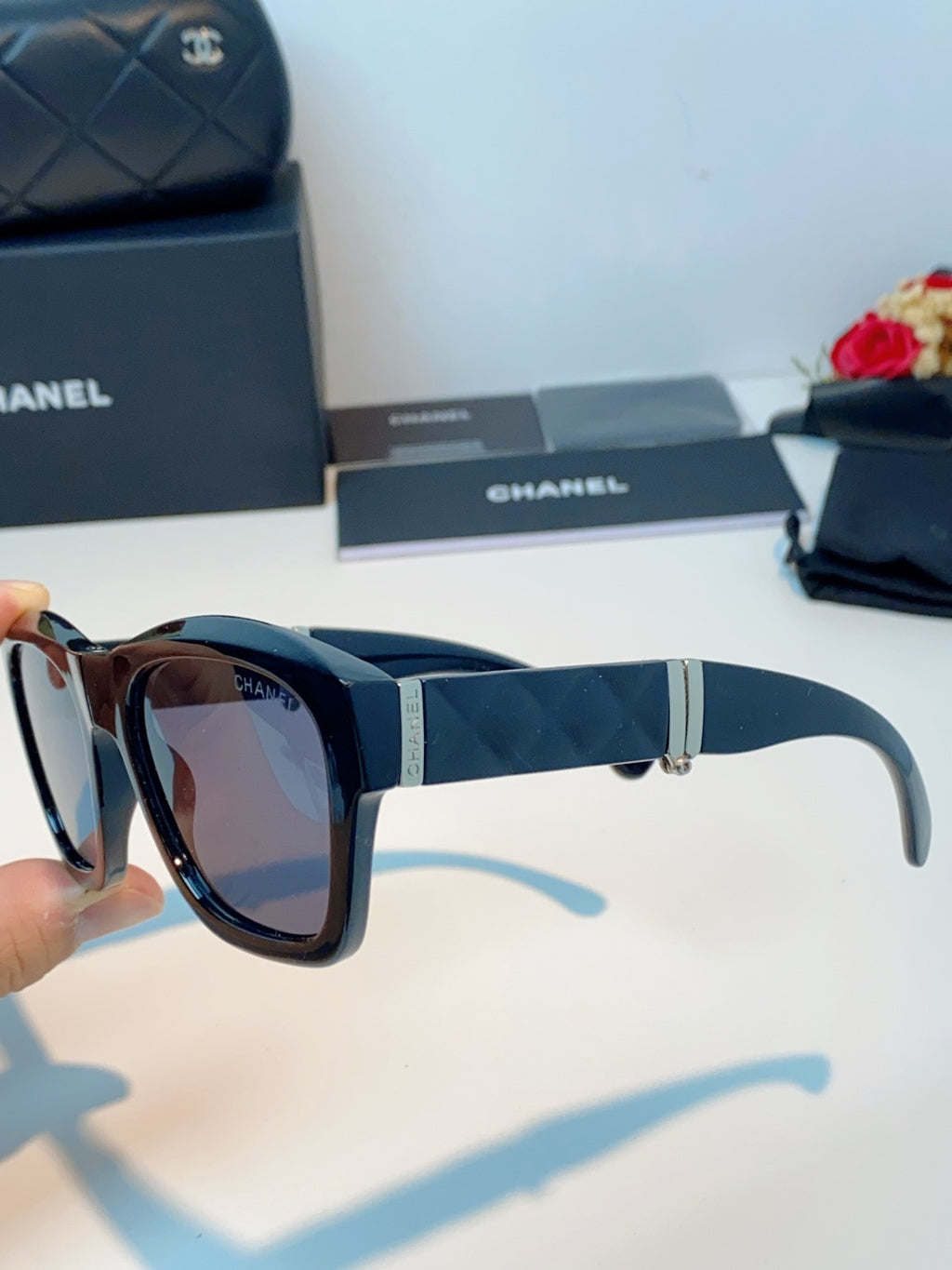 Chanel Folding Fashion Blue Lens Sunglasses for Men & Women - detail image 6