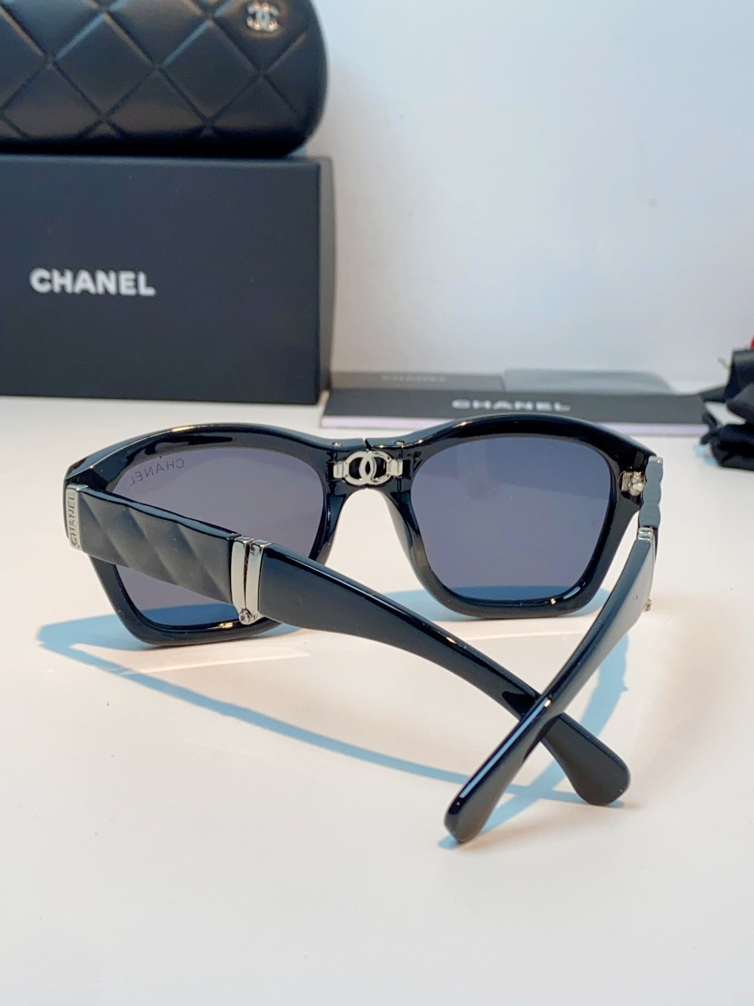 Chanel Folding Fashion Blue Lens Sunglasses for Men & Women - detail image 3