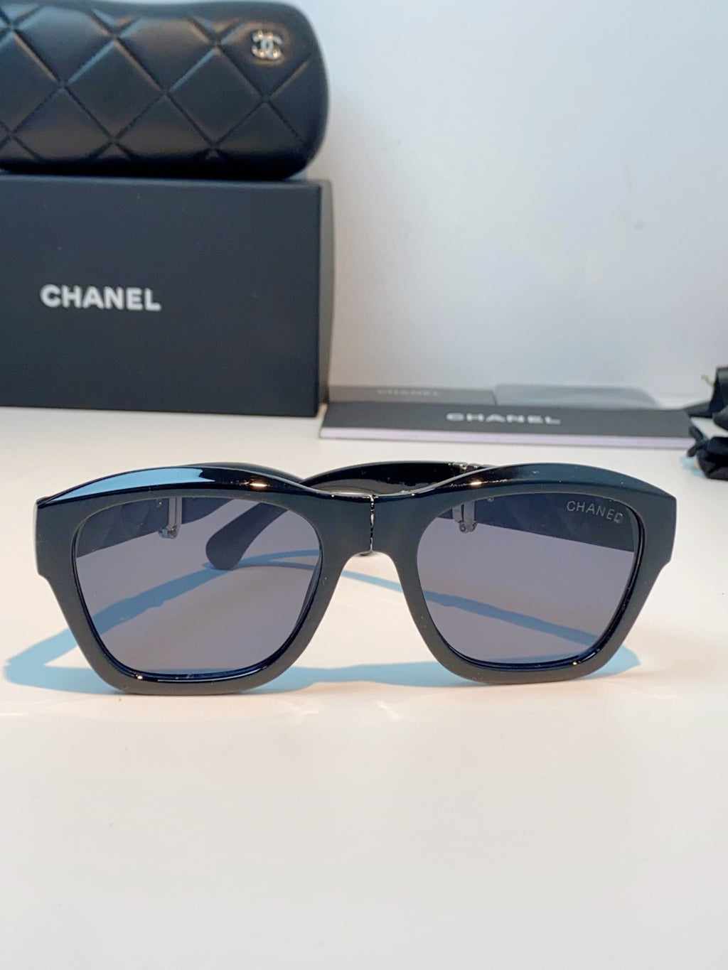 Chanel Folding Fashion Blue Lens Sunglasses for Men & Women - detail image 2