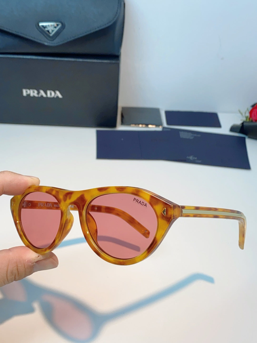Prada Cat-Eye Orange Lens Sunglasses for Men & Women - detail image 6