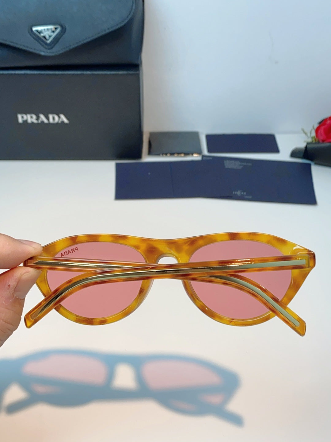 Prada Cat-Eye Orange Lens Sunglasses for Men & Women - detail image 5