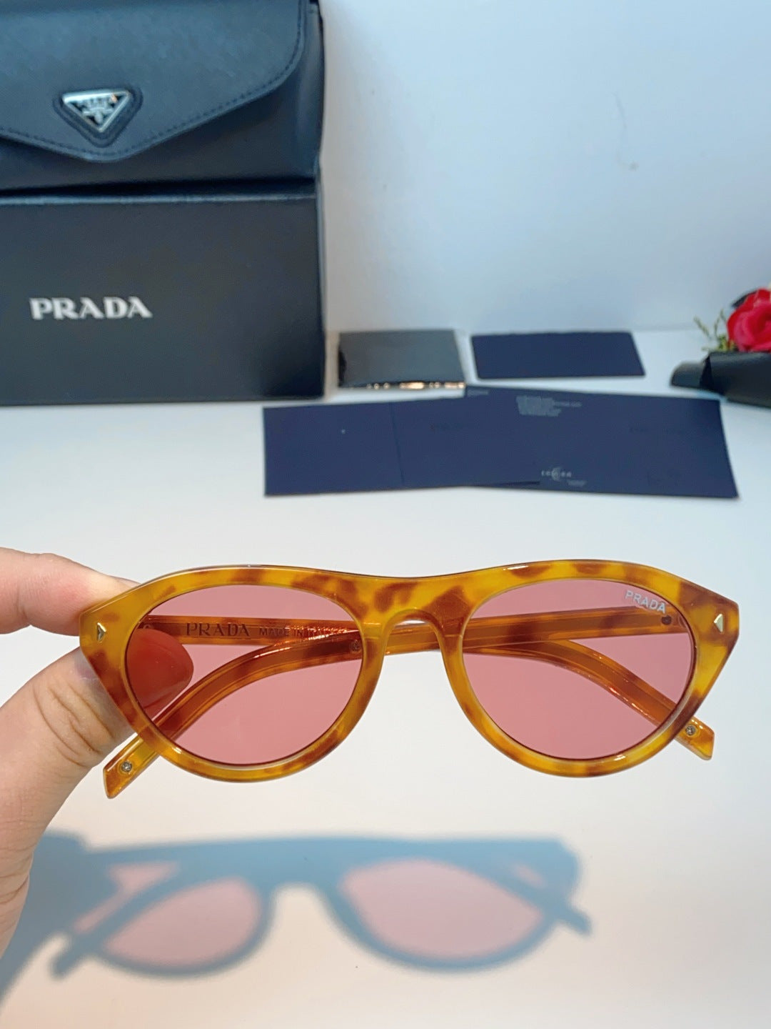 Prada Cat-Eye Orange Lens Sunglasses for Men & Women - detail image 4
