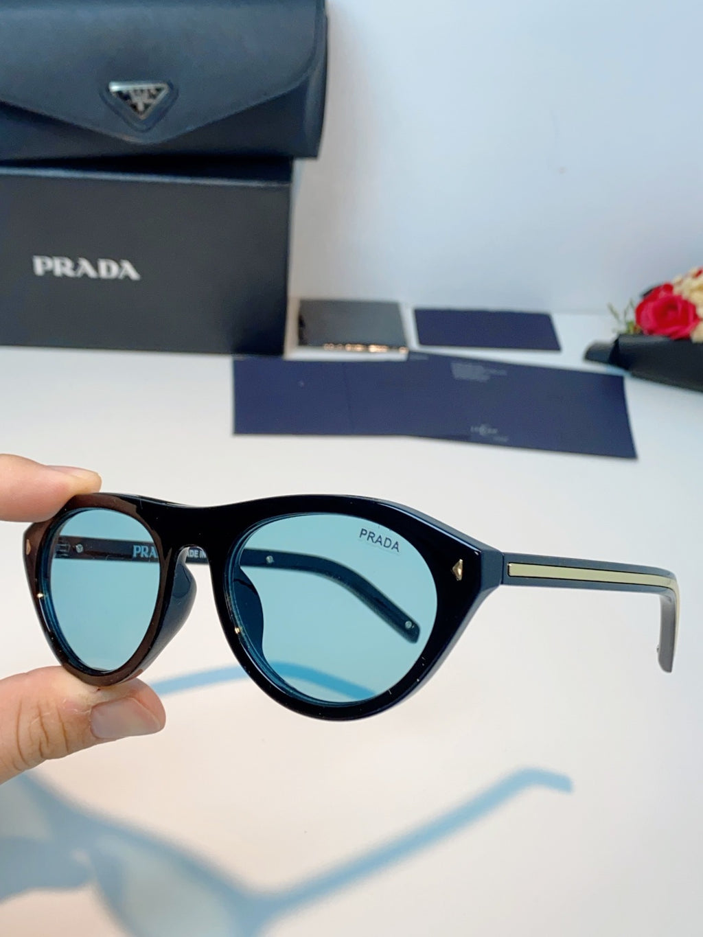 Prada Cat-Eye Blue Lens Sunglasses for Men & Women - 132501 - detail image 6