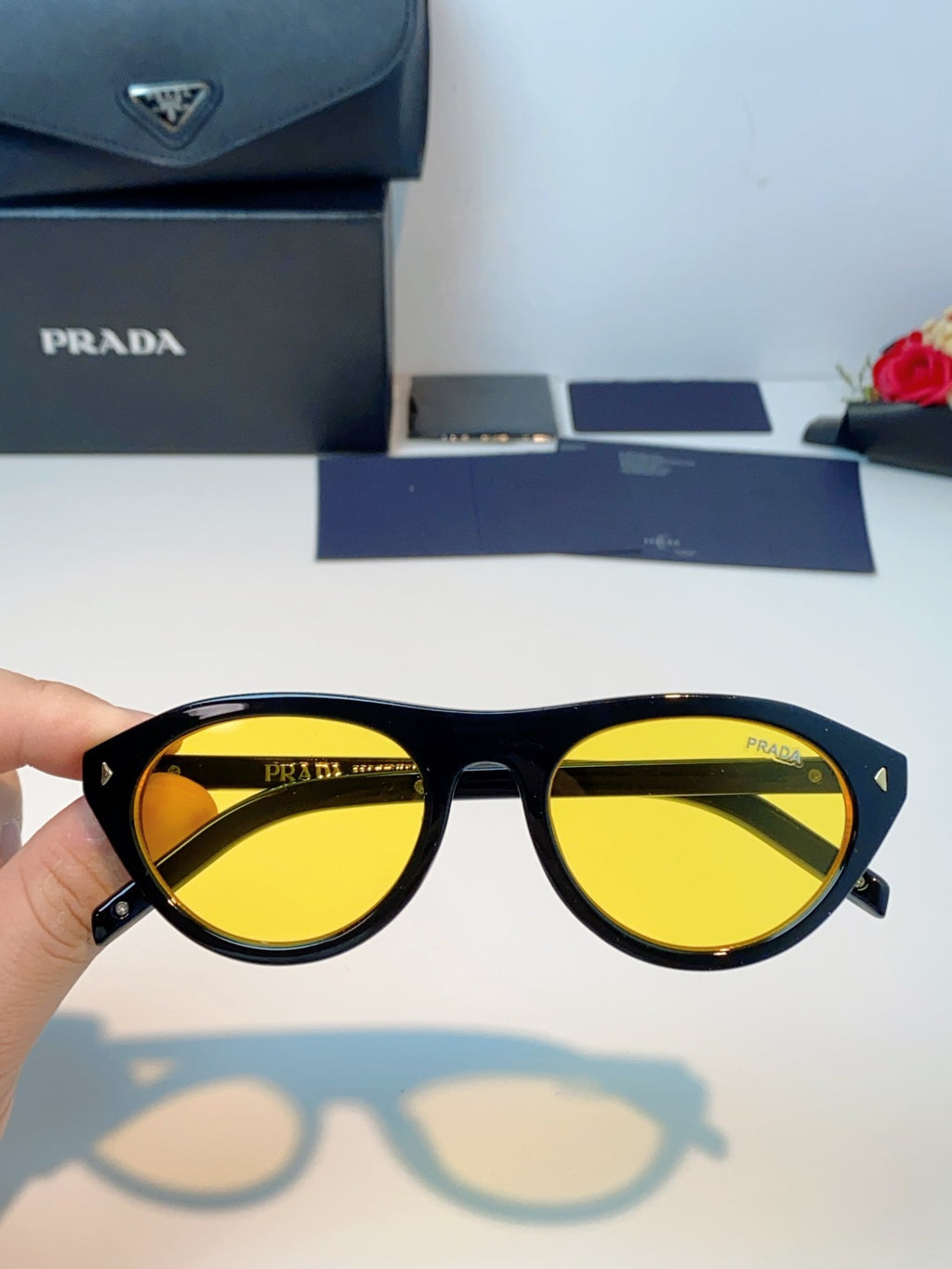 Prada Cat-Eye Black Lens Sunglasses for Men & Women - 132502 - detail image 4