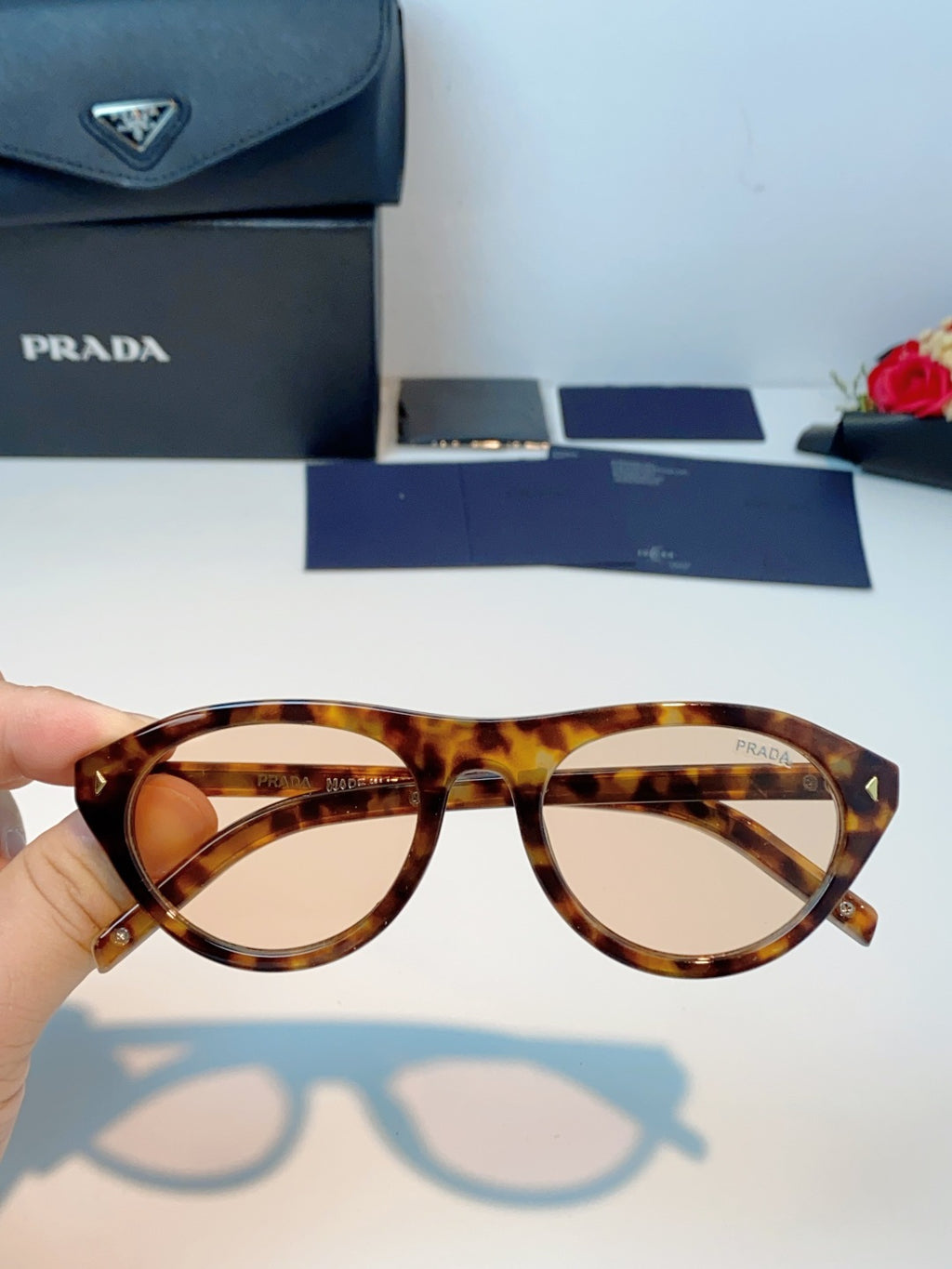 Prada Cat-Eye Gold Lens Sunglasses for Men & Women - detail image 4
