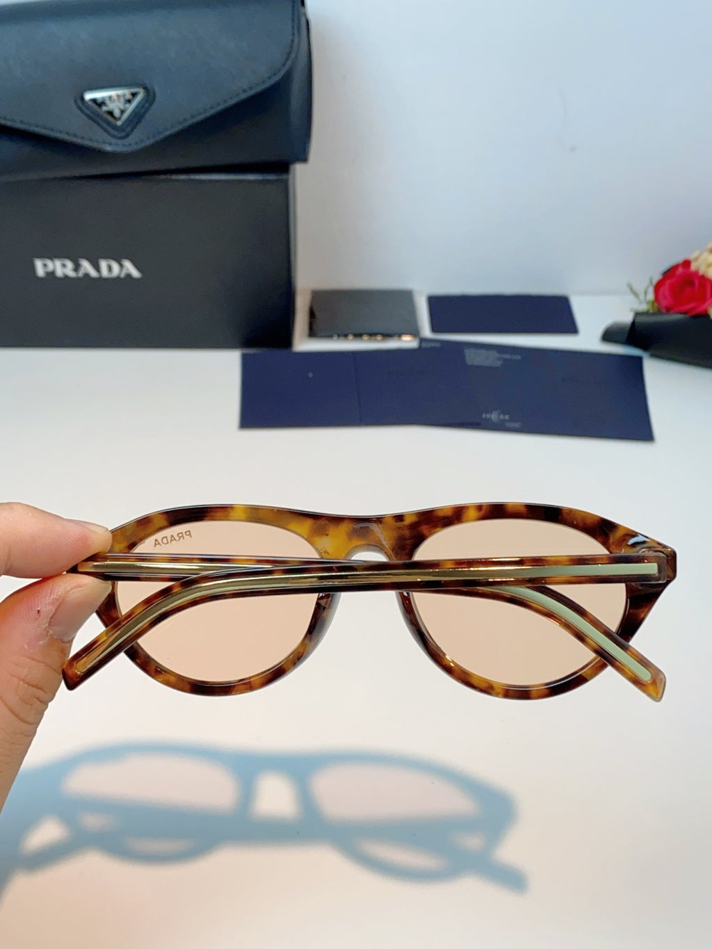 Prada Cat-Eye Gold Lens Sunglasses for Men & Women - detail image 5