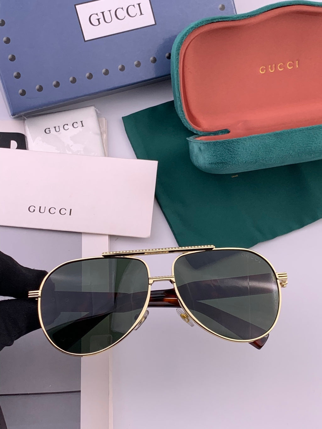 Gucci G08893 Aviator Black Lens Sunglasses for Men & Women - 132302