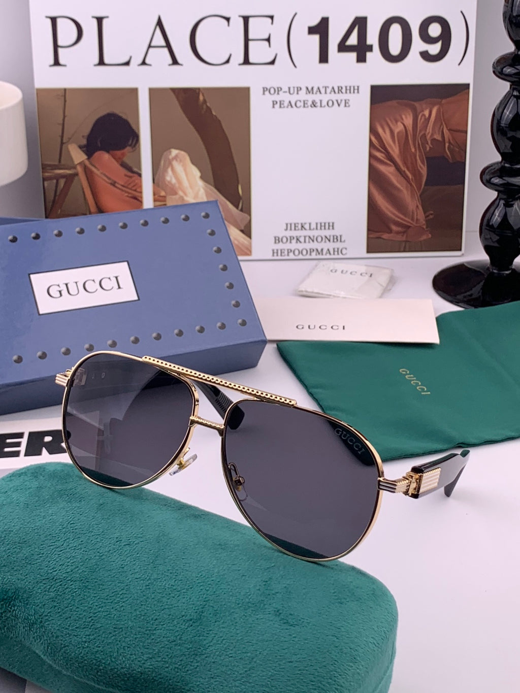 Gucci G08893 Aviator Black Lens Sunglasses for Men & Women - 132301 - detail image 4