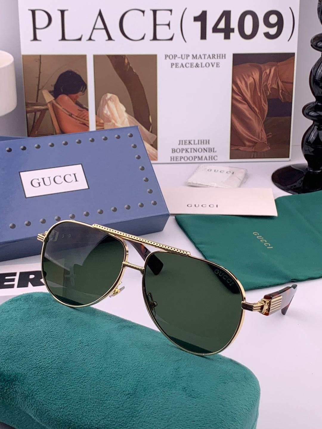 Gucci G08893 Aviator Black Lens Sunglasses for Men & Women - 132301 - detail image 3