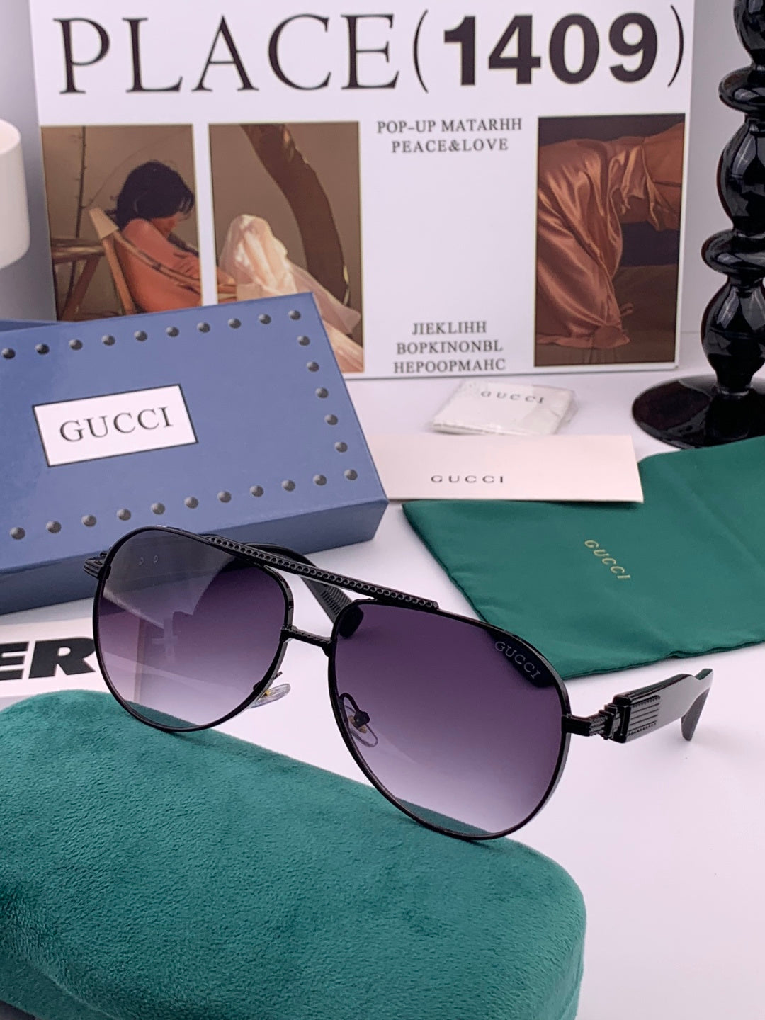 Gucci G08893 Aviator Black Lens Sunglasses for Men & Women - 132301 - detail image 2