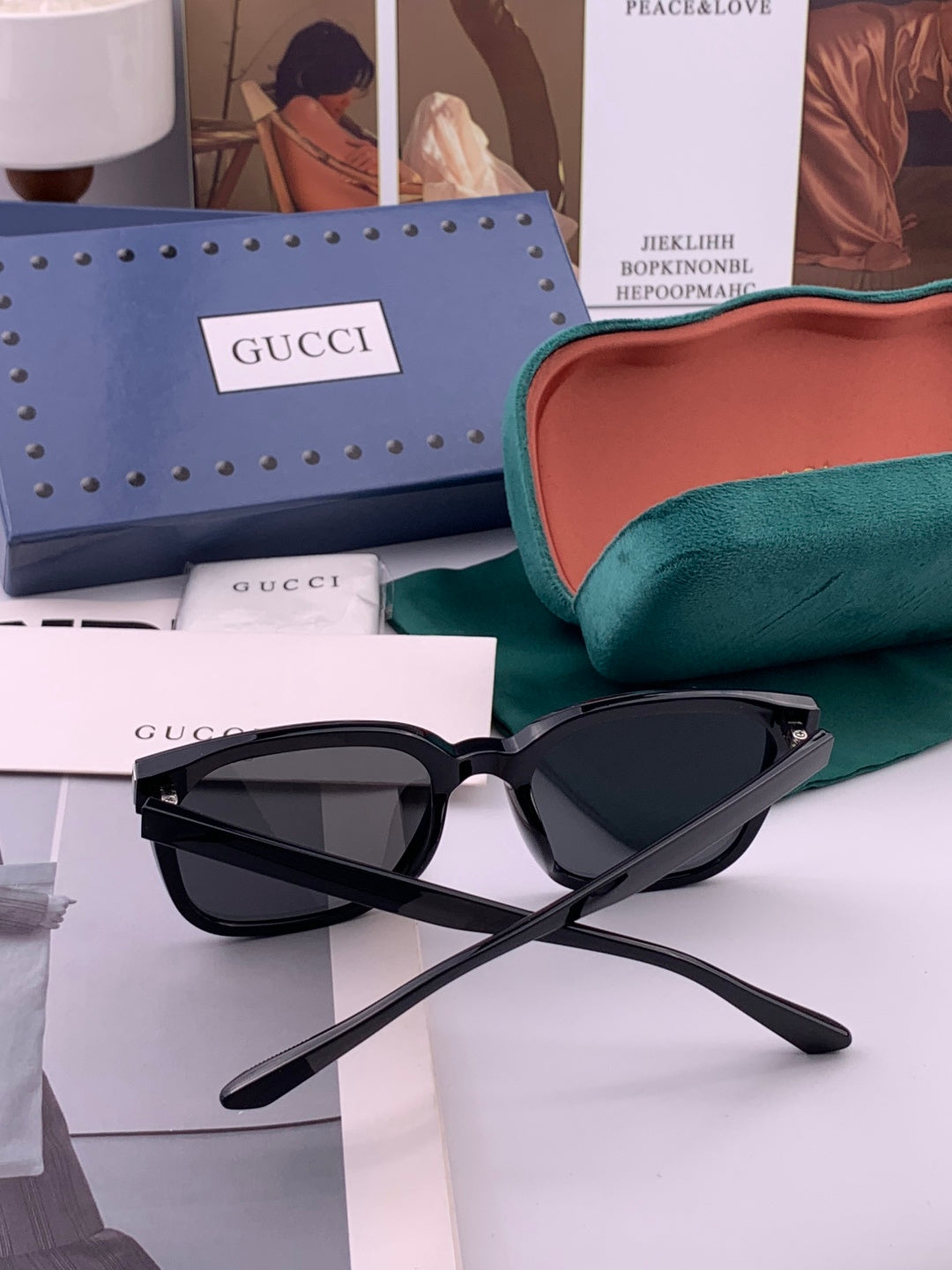 Gucci G9510 Polarized Square Gold Lens Sunglasses for Men & Women - detail image 4