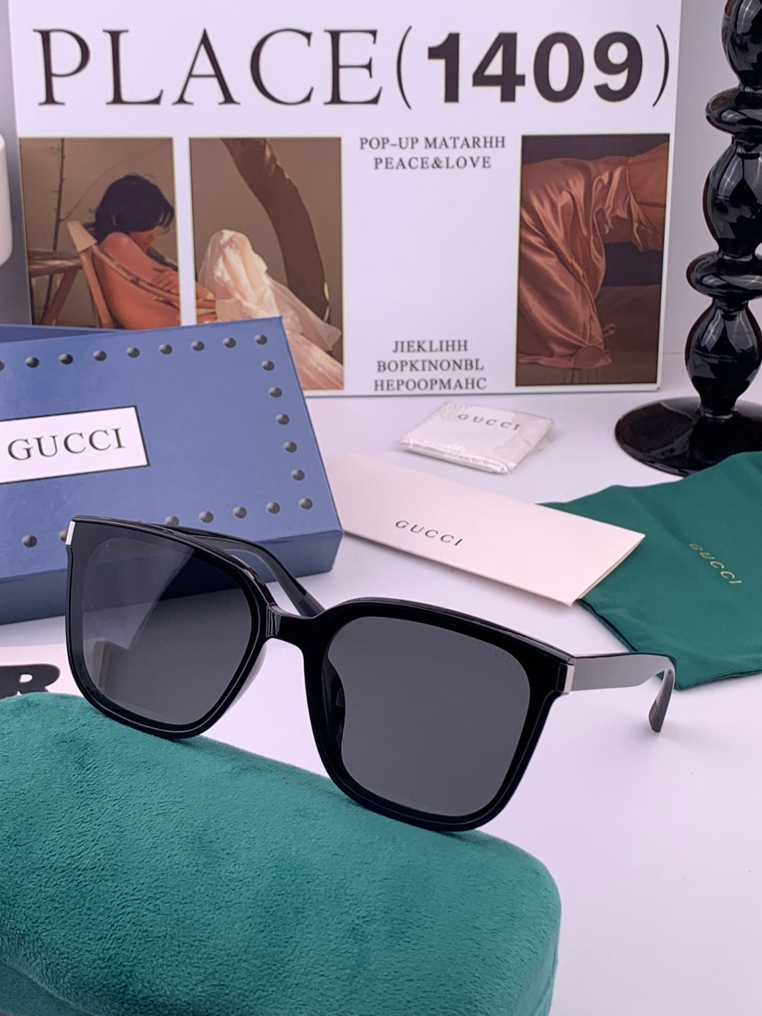 Gucci G9510 Polarized Square Gold Lens Sunglasses for Men & Women - detail image 2