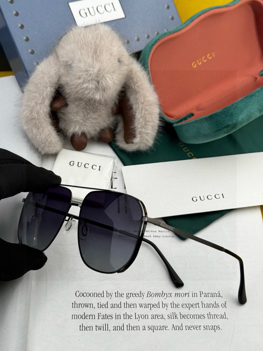 Gucci G21809 Polarized Aviator Black Lens Sunglasses for Men - detail image 6