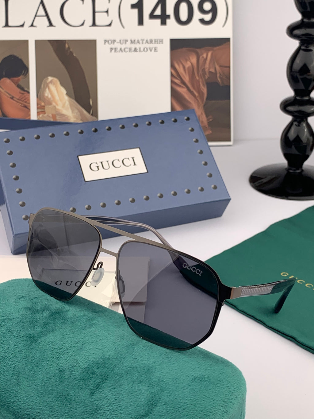 Gucci G8810 Polarized Aviator Gold Lens Sunglasses for Men