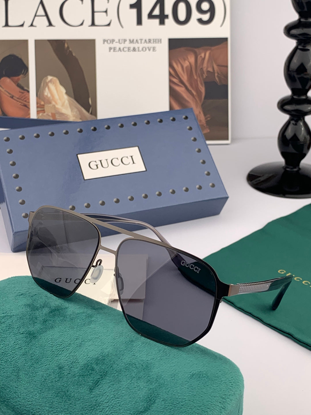Gucci G8810 Polarized Aviator Gold Lens Sunglasses for Men