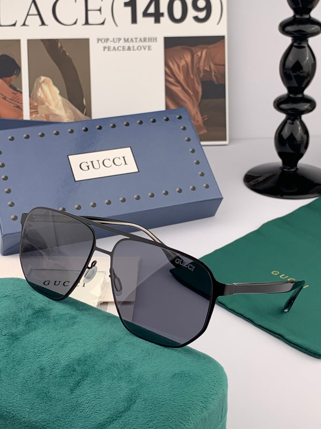 Gucci G8810 Polarized Aviator Gold Lens Sunglasses for Men - detail image 2