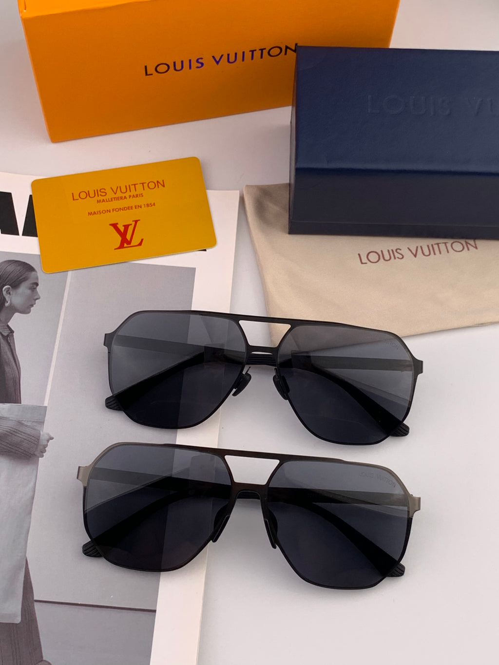 Louis Vuitton L6229 Polarized Aviator Gold Lens Sunglasses for Men - 132201 - detail image 5