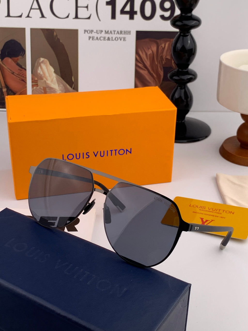 Louis Vuitton L5229 Polarized Aviator Black Lens Sunglasses for Men - detail image 4