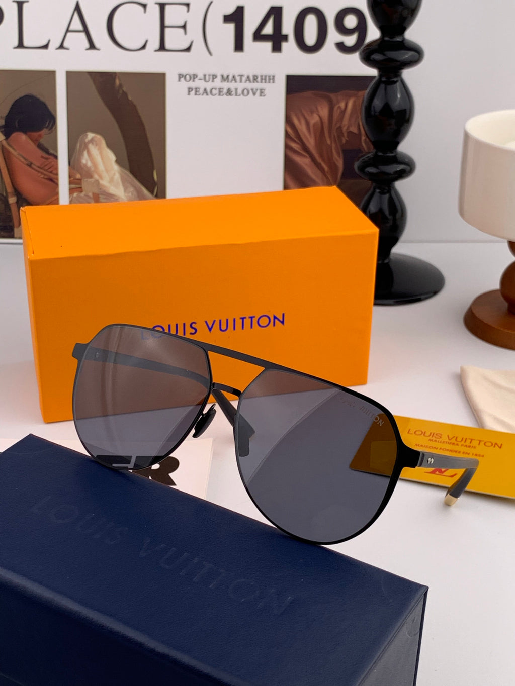 Louis Vuitton L5229 Polarized Aviator Black Lens Sunglasses for Men - detail image 3