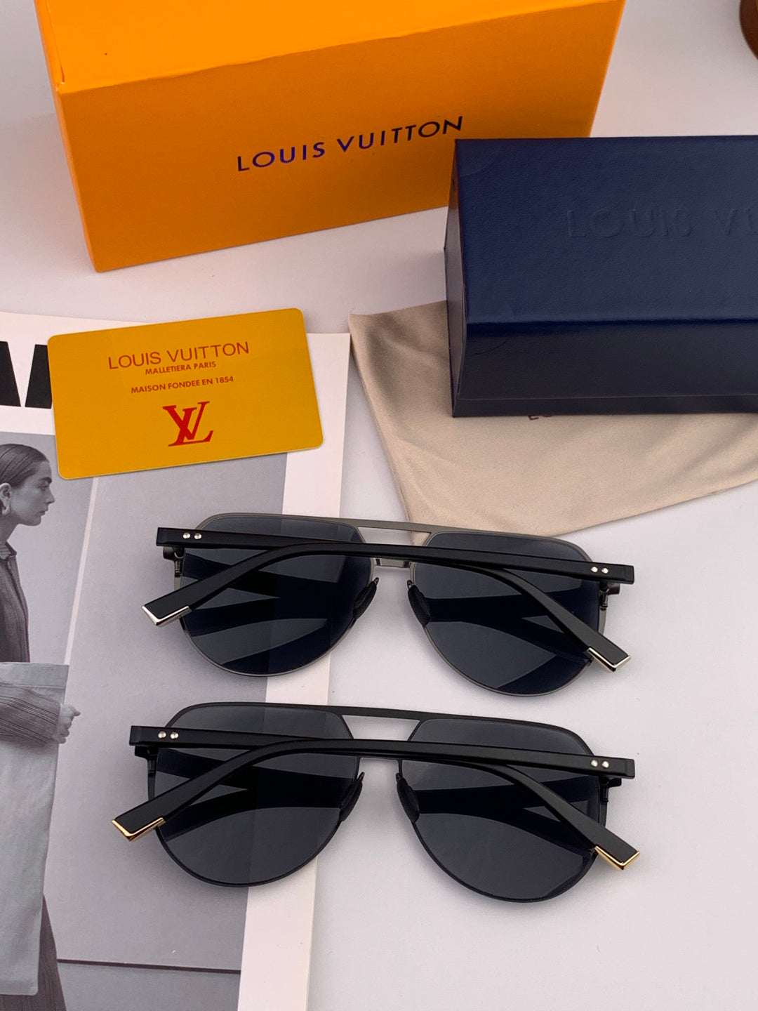 Louis Vuitton L5229 Polarized Aviator Black Lens Sunglasses for Men - detail image 7