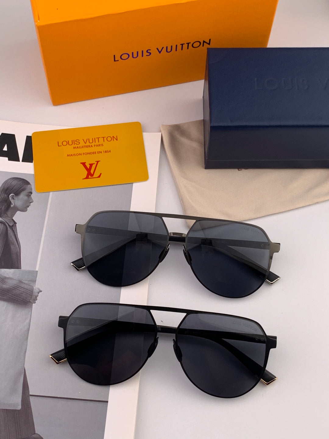 Louis Vuitton L5229 Polarized Aviator Black Lens Sunglasses for Men - detail image 8