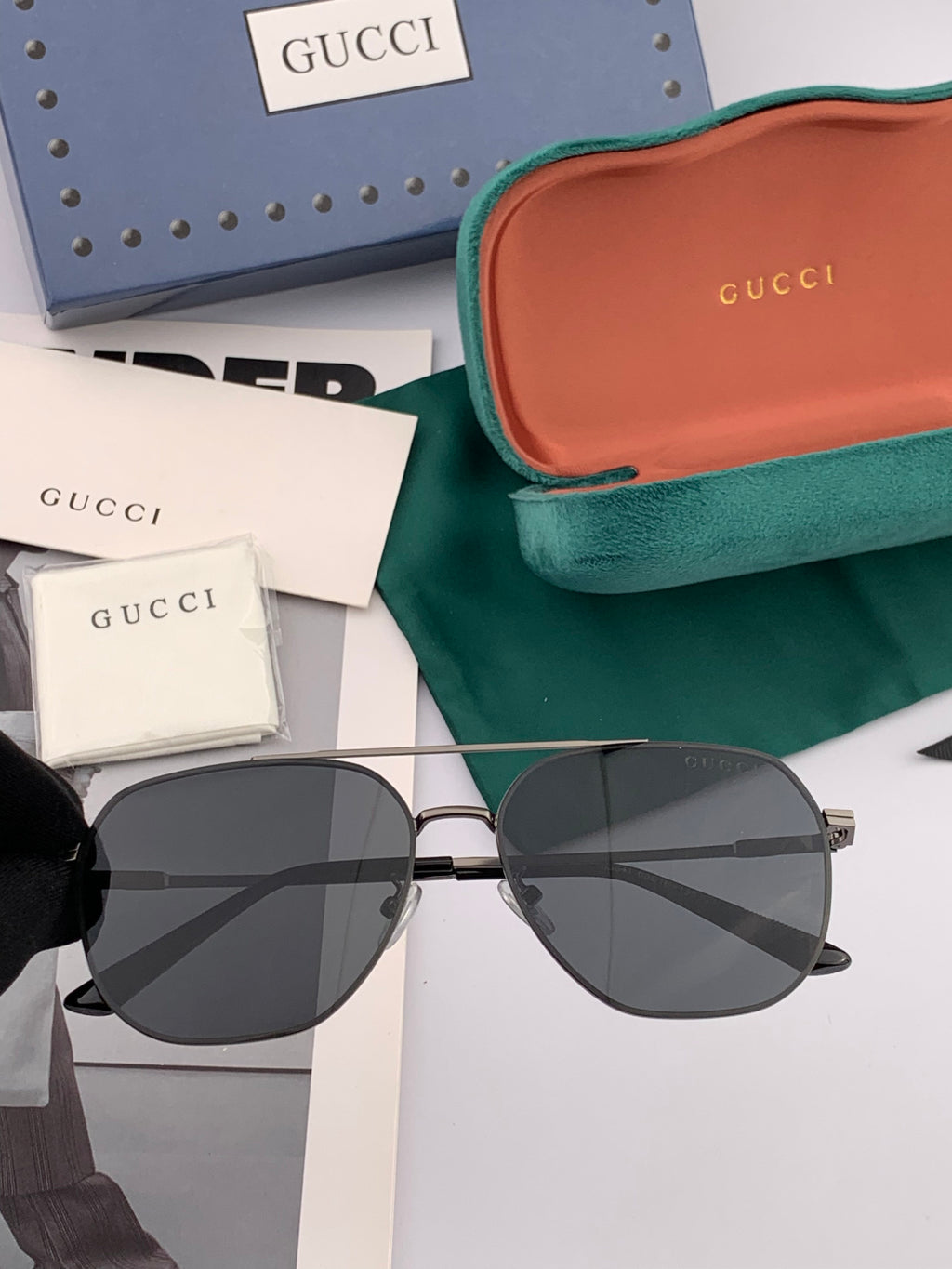 Gucci G18904 Polarized Aviator Gold Lens Sunglasses for Men - detail image 2