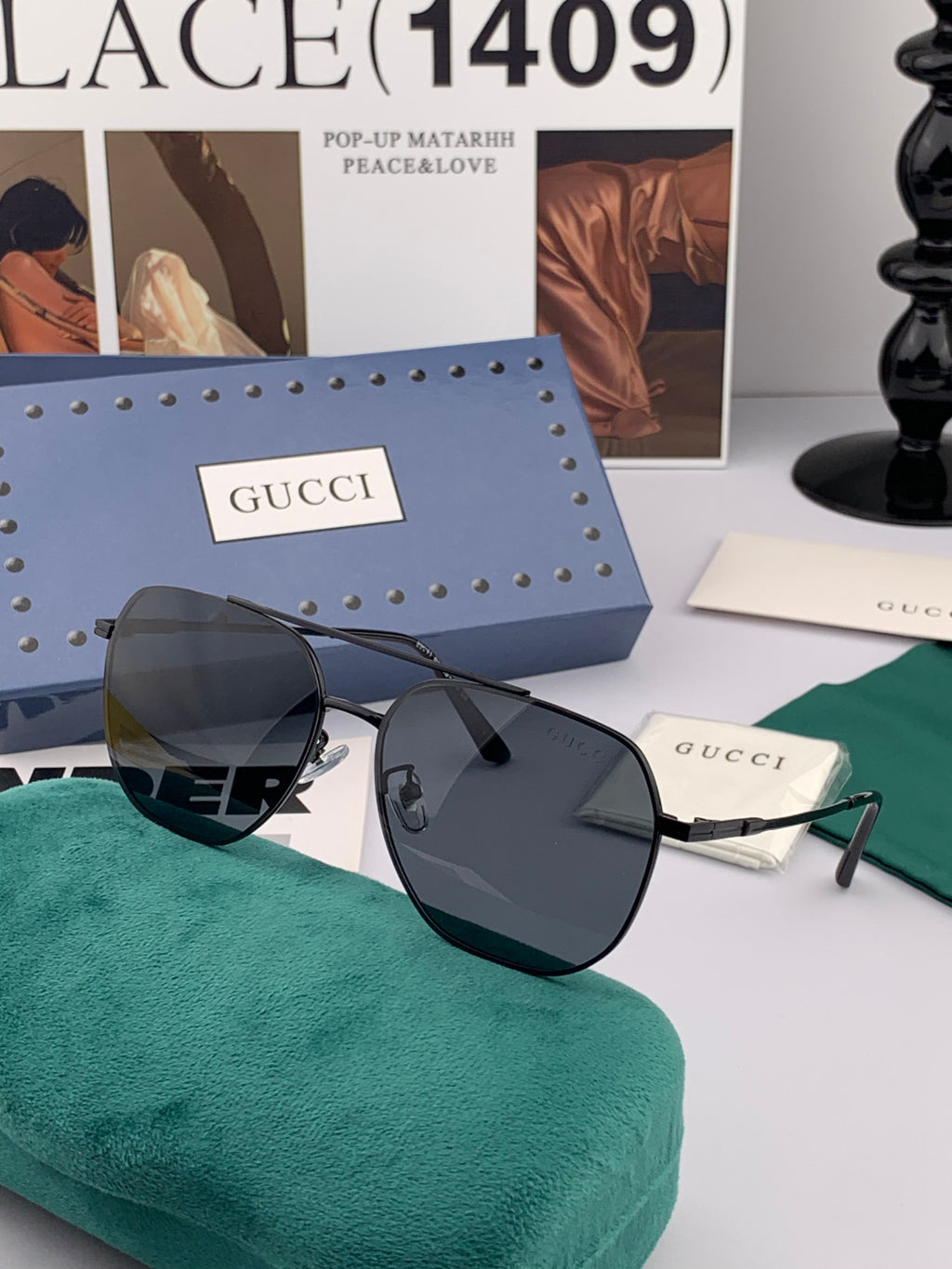 Gucci G18904 Polarized Aviator Gold Lens Sunglasses for Men - detail image 3