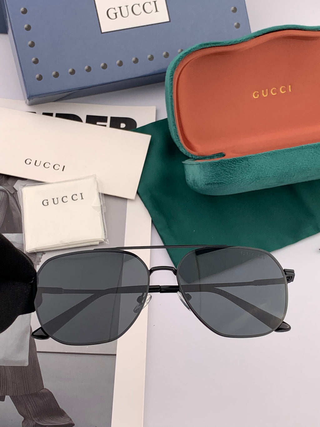 Gucci G18904 Polarized Aviator Gold Lens Sunglasses for Men