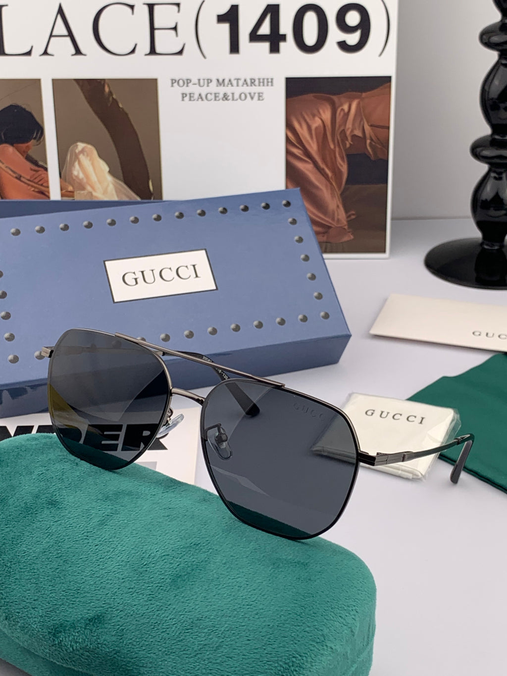 Gucci G18904 Polarized Aviator Gold Lens Sunglasses for Men - detail image 4