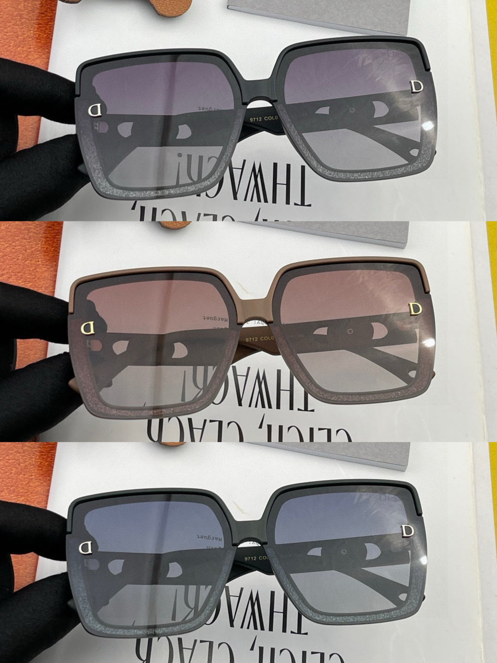 Dior CD7129 Polarized Square Gold Lens Sunglasses for Women - detail image 2