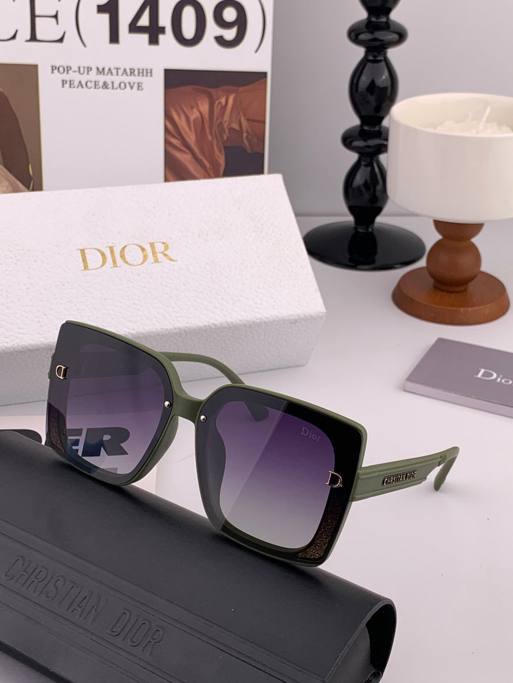 Dior CD1615 Polarized Square Red Lens Sunglasses for Women - detail image 2