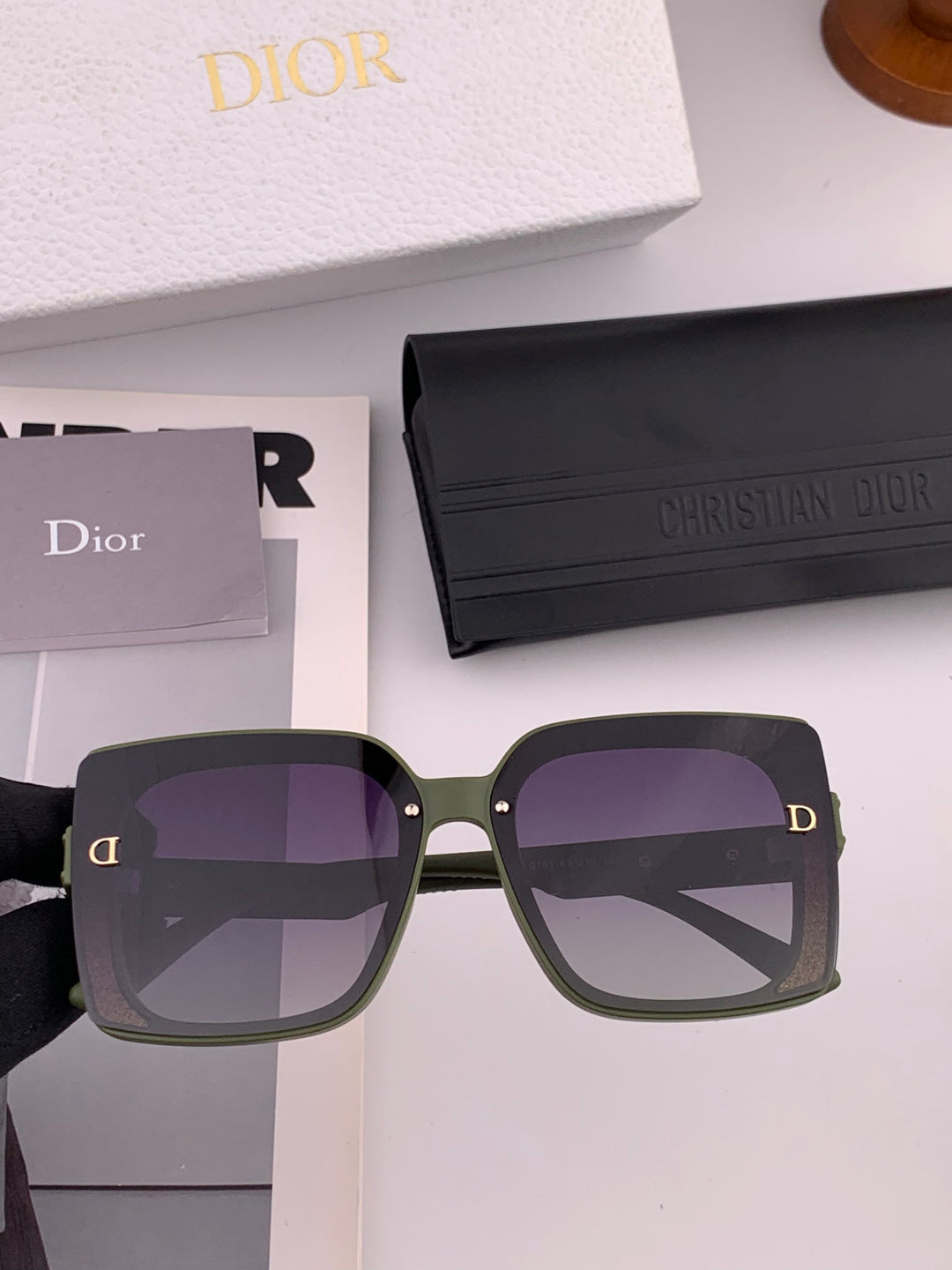 Dior CD1615 Polarized Square Red Lens Sunglasses for Women