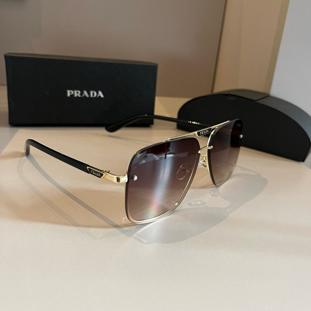 Prada Polarized Fashion Gold Lens Sunglasses for Men - 487159