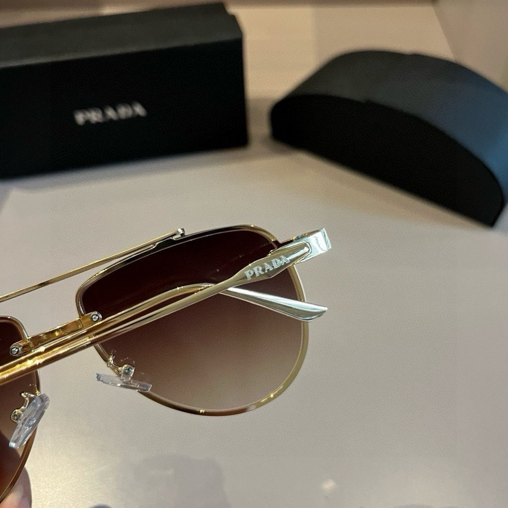 Prada Polarized Fashion Gold Lens Sunglasses for Men - detail image 6