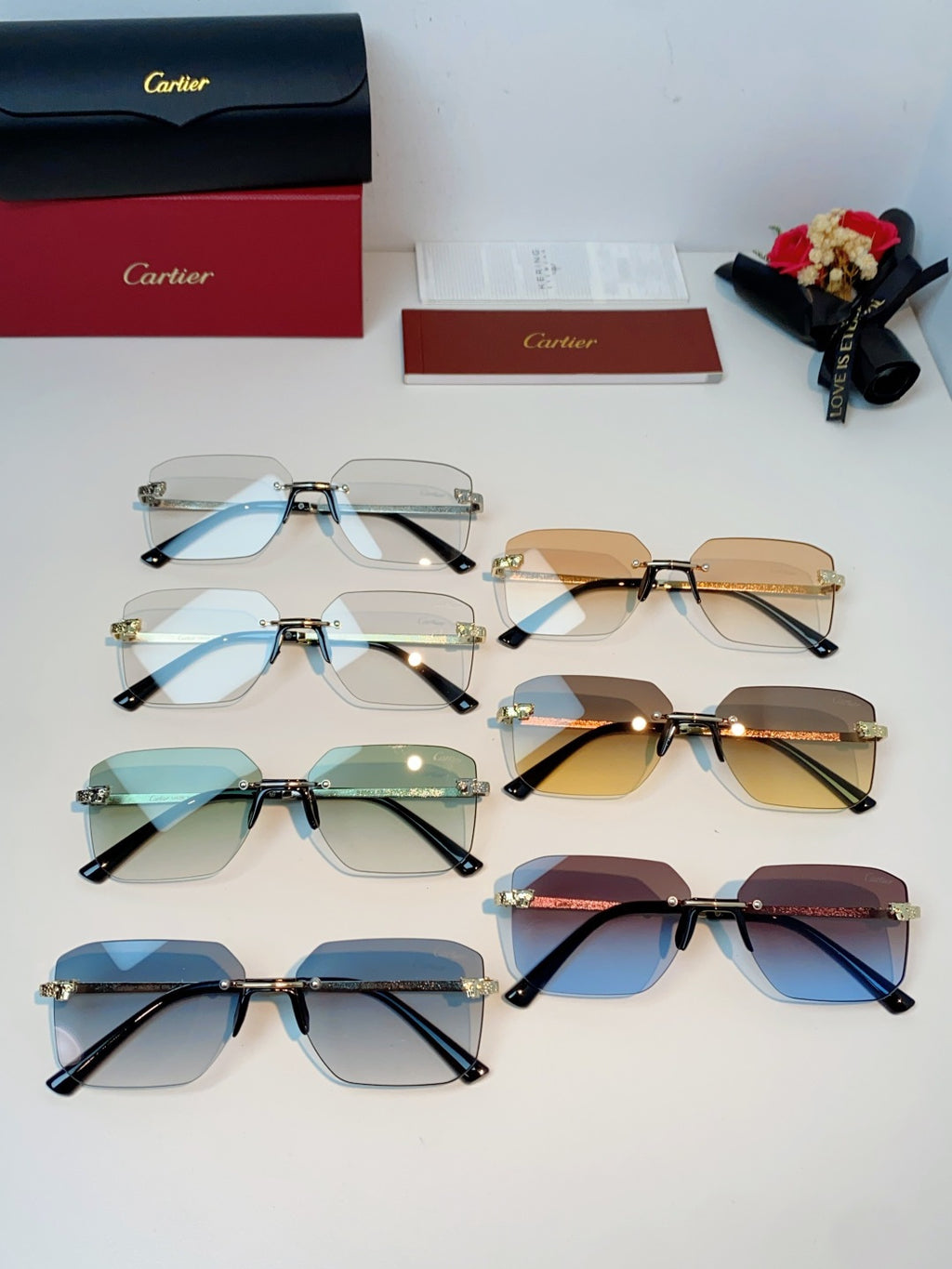 Cartier Lightweight Rimless Red Lens Sunglasses for Men & Women - 158510 - detail image 12