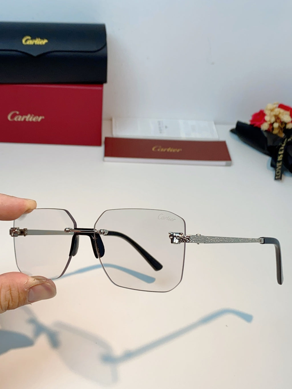 Cartier Lightweight Rimless Silver Lens Sunglasses for Men & Women - 158504 - detail image 6