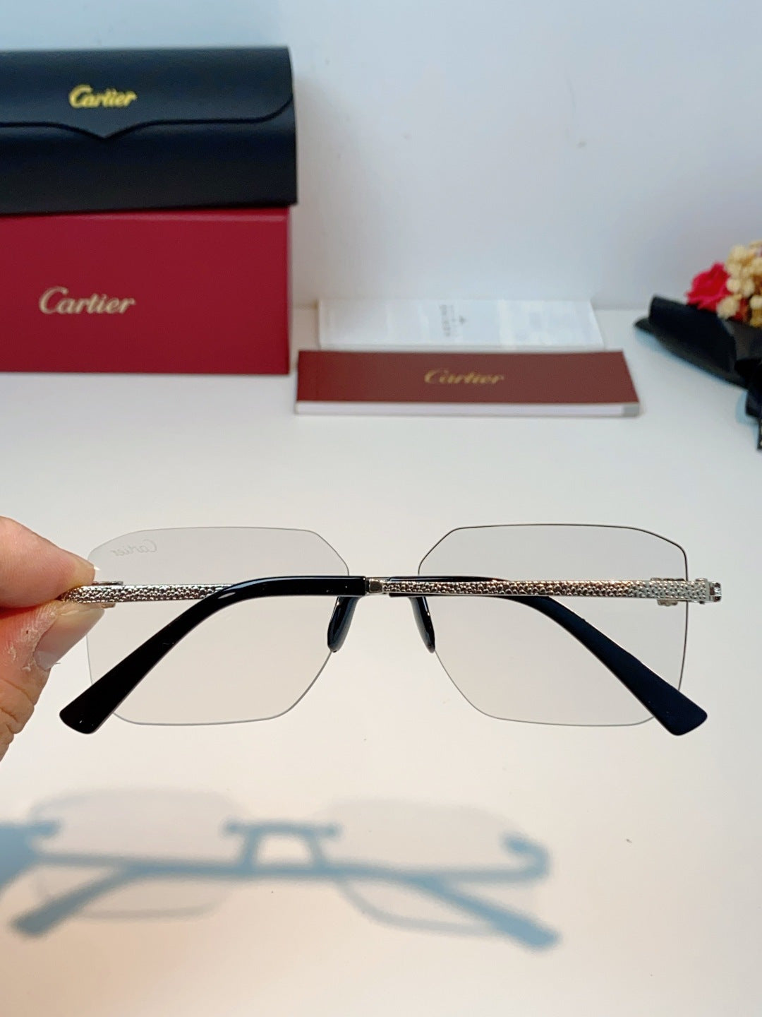 Cartier Lightweight Rimless Silver Lens Sunglasses for Men & Women - 158504 - detail image 5