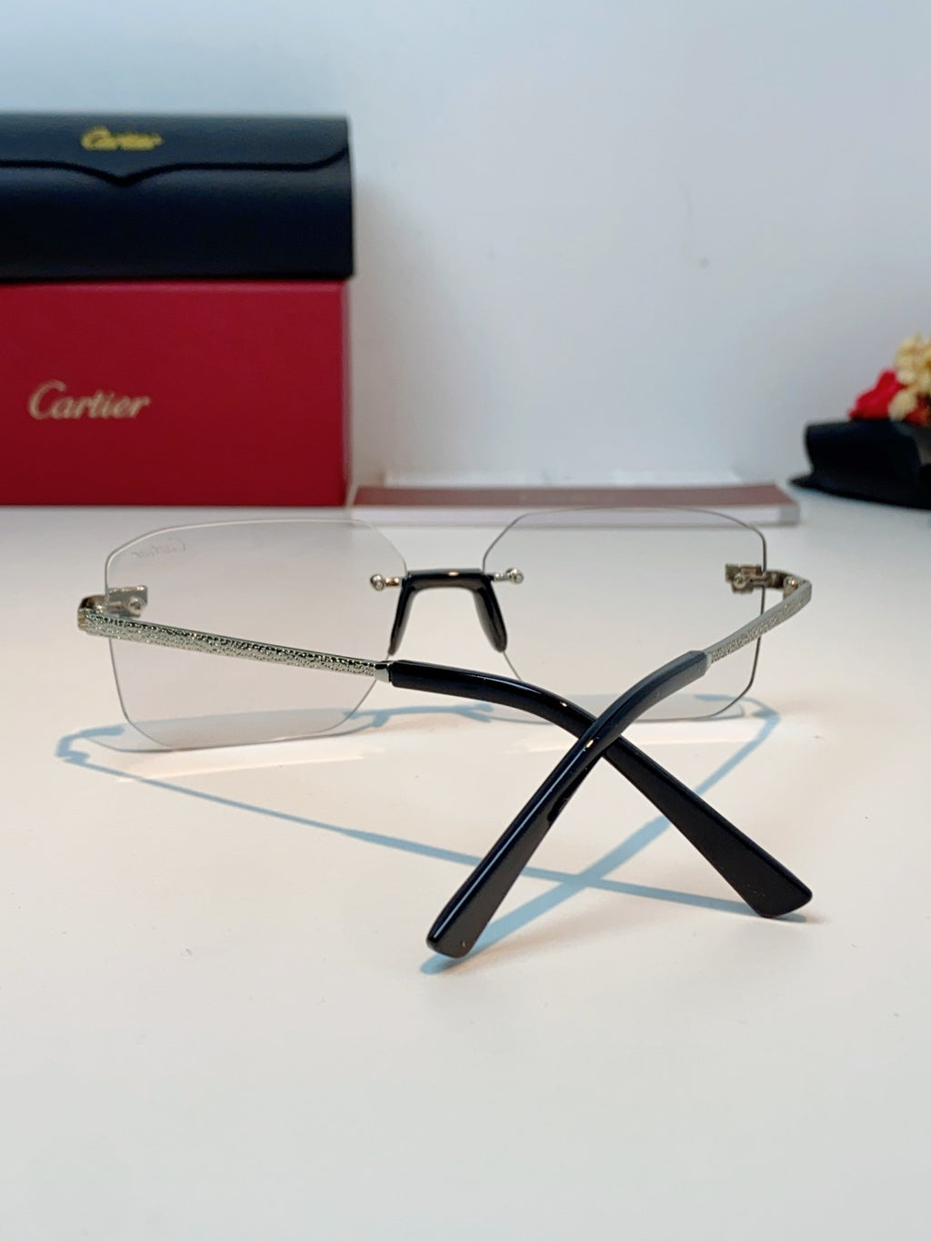 Cartier Lightweight Rimless Silver Lens Sunglasses for Men & Women - 158504 - detail image 3