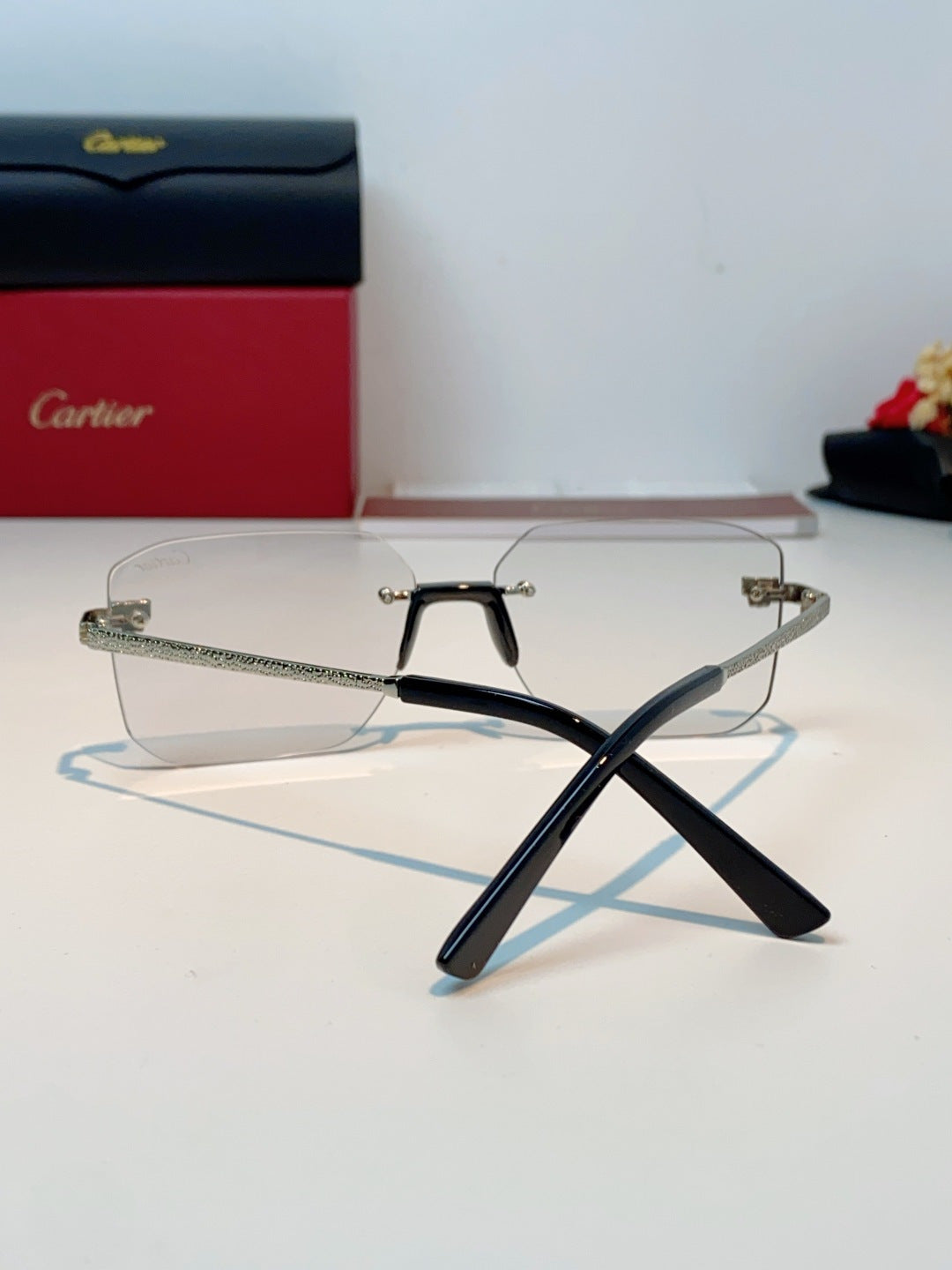Cartier Lightweight Rimless Silver Lens Sunglasses for Men & Women - 158504 - detail image 3