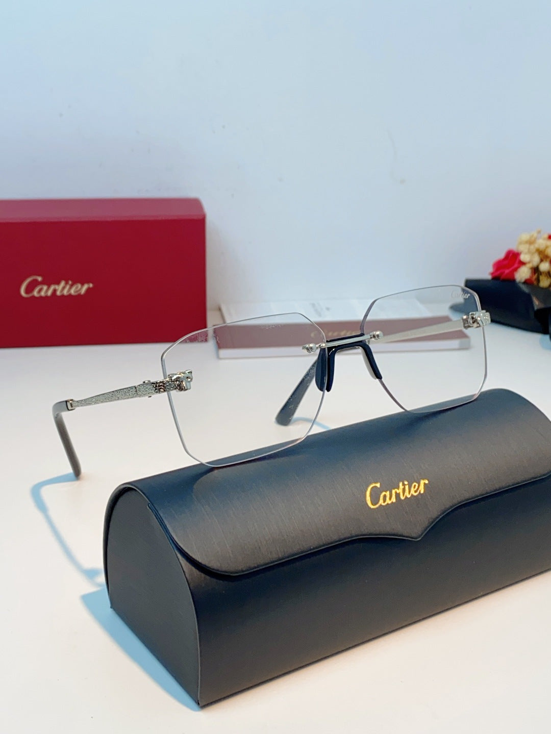 Cartier Lightweight Rimless Silver Lens Sunglasses for Men & Women - 158504 - detail image 10