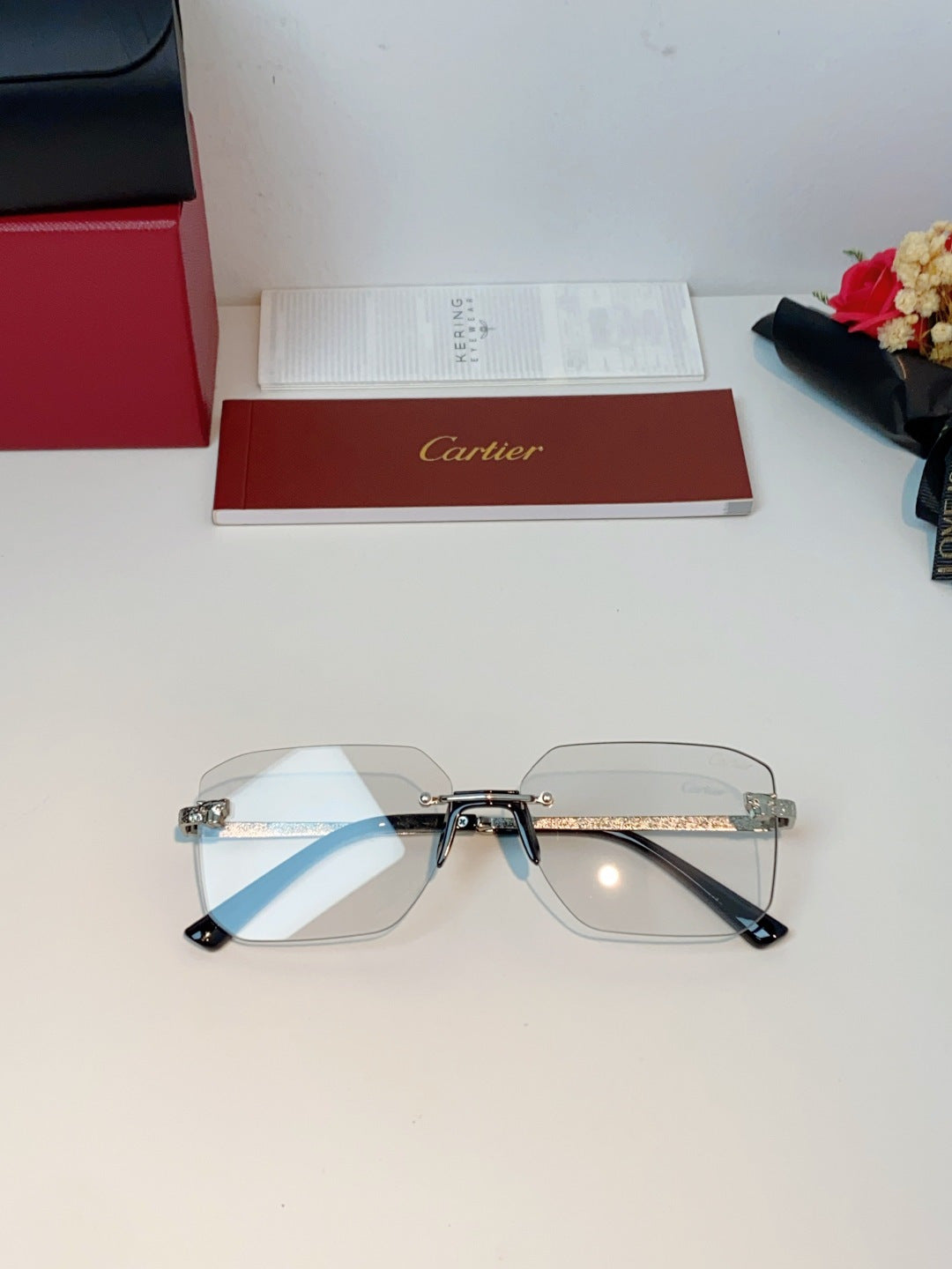 Cartier Lightweight Rimless Silver Lens Sunglasses for Men & Women - 158504 - detail image 9