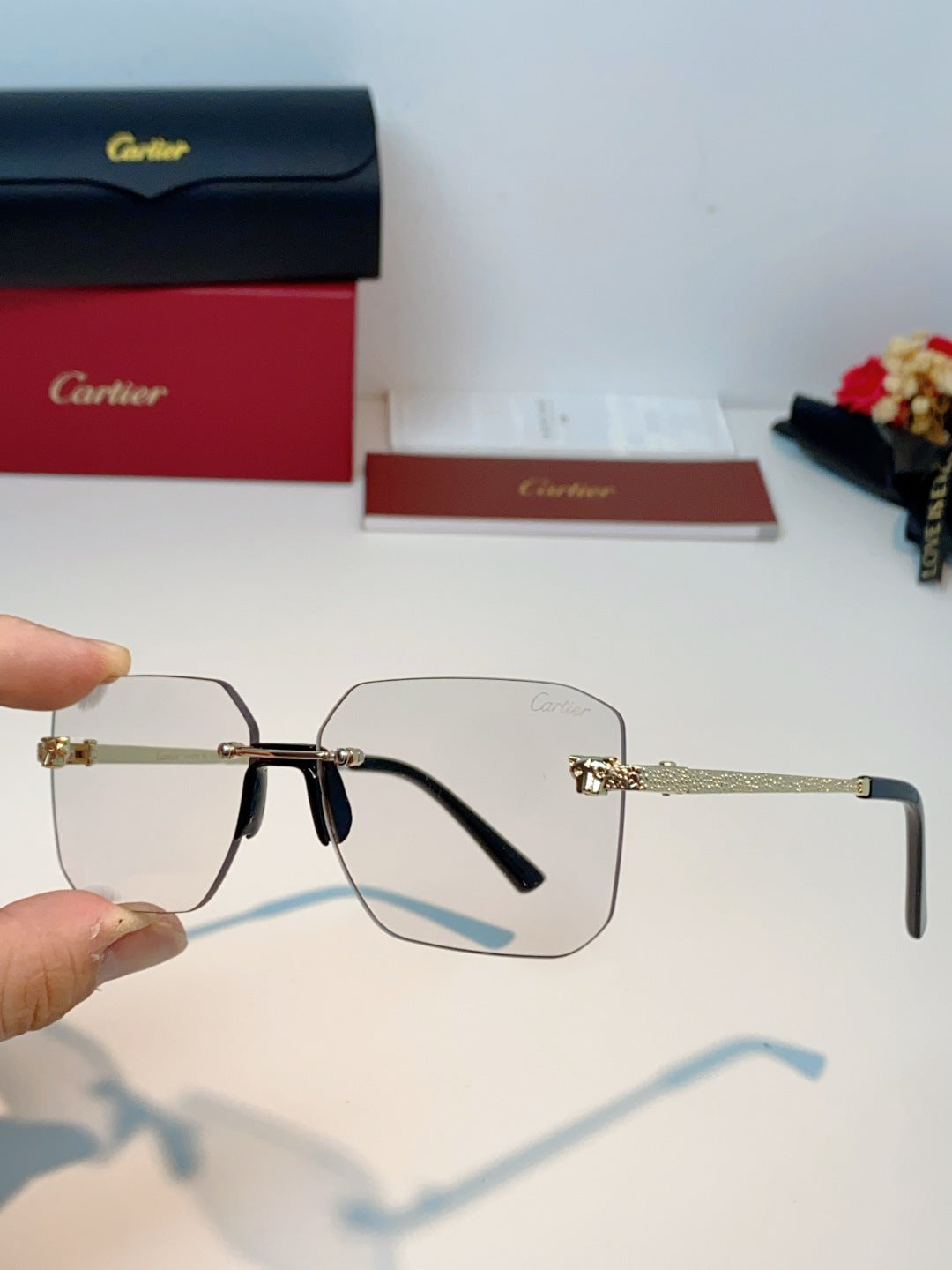 Cartier Lightweight Rimless Silver Lens Sunglasses for Men & Women - 158505 - detail image 6